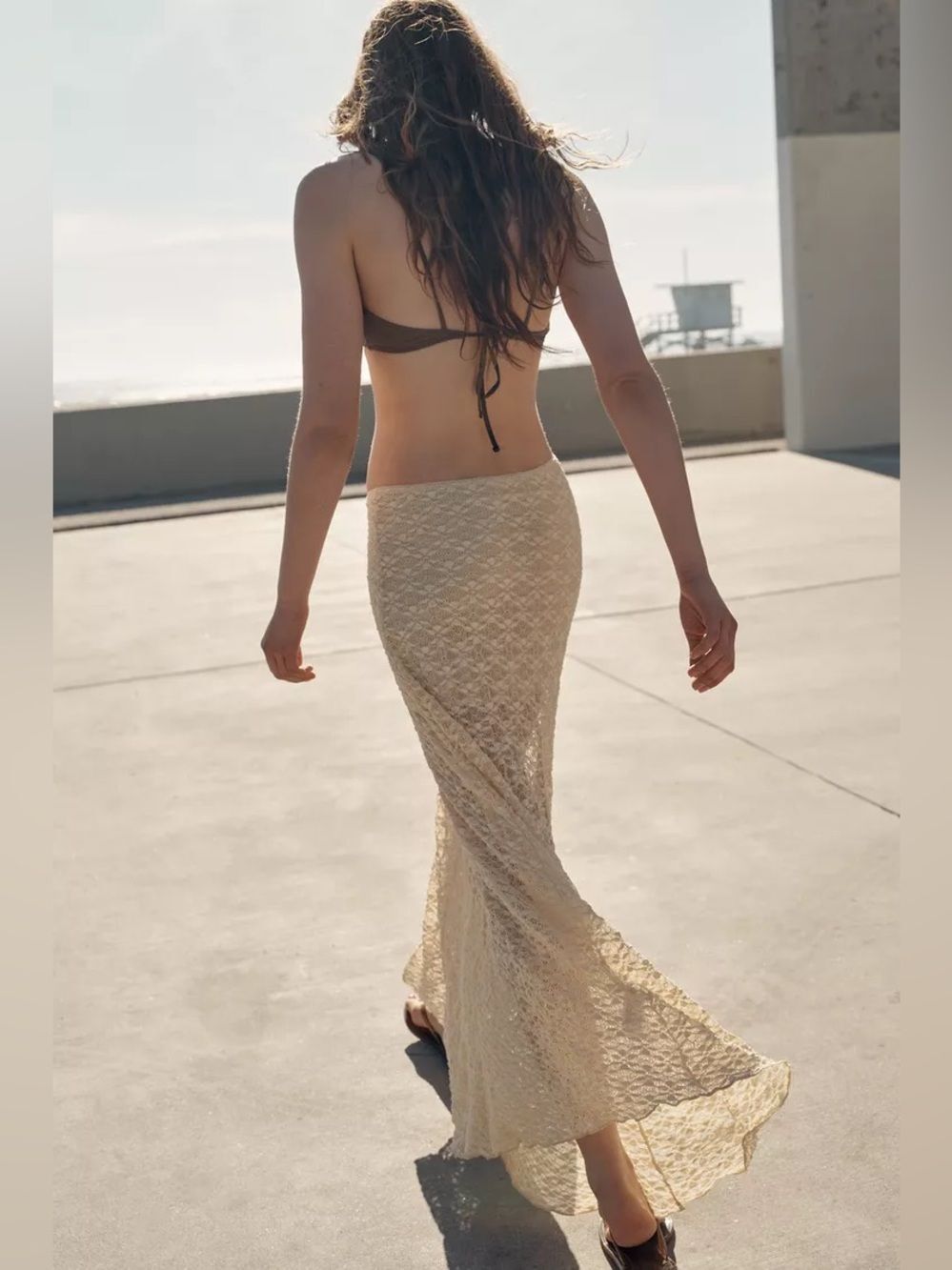 ZARA BOHO LONG LACE SKIRT - Picture 4 of 8